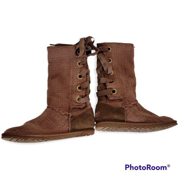 UGG Australia Textile Lace Up Boots Size 9 - Picture 6 of 6